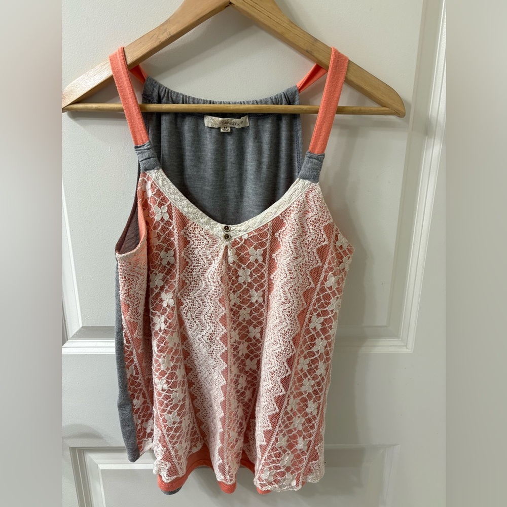 Rewind Peach Lace Tank Top